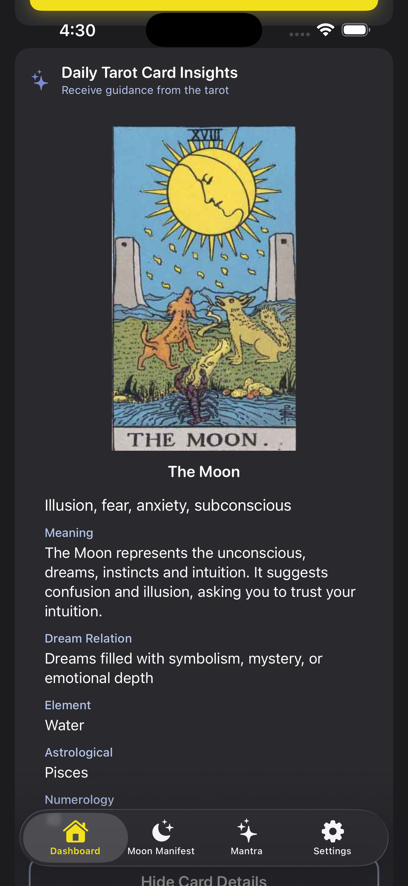 Lunar Oracle daily tarot card insight for The Moon